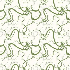 Vector seamless pattern. Decorative texture with tangled curved lines. Scrawl squiggly in pastel colors.