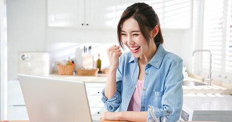 Asian woman work at home