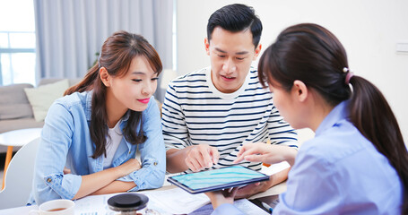 Young couple looking house