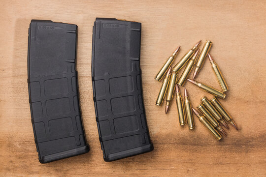 30 round bullet magazine for an AR-15 semi-auto assault rifle guns with .223 Remmington and .556 NATO bullets