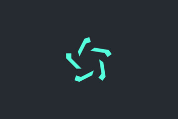 Minimal Modern Abstract Star Letter O Dark Background Logo Template