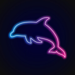 neon dolphin on a black background