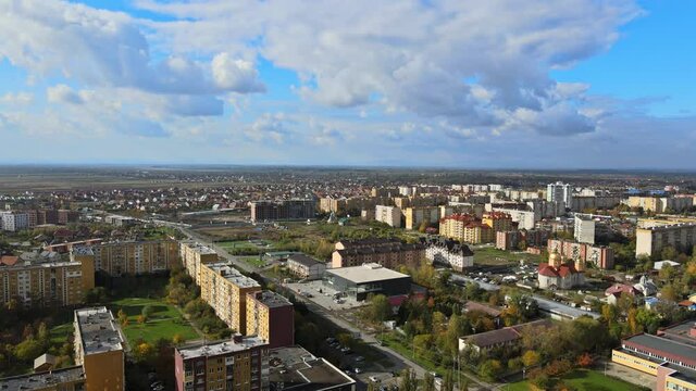 Aerial view of panorama view on the roof city Uzhgorod Ukraine Europe