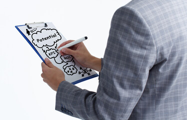 Coach motivate to personal development. Personal and career growth. Potential and motivation concepts.