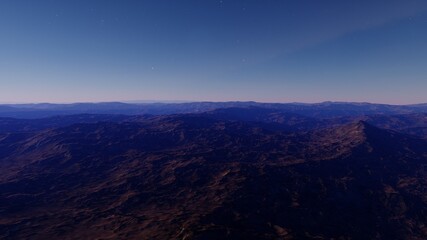 Fototapeta premium alien planet landscape, science fiction illustration, view from a beautiful planet, beautiful space background 3d render 