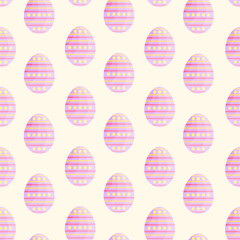 This is a seamless pattern of Easter eggs on a light background. Wrapping paper.