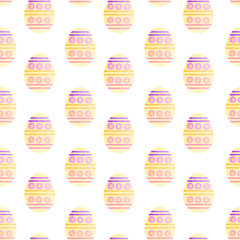 This is a seamless pattern of Easter eggs on a white background. Wrapping paper.