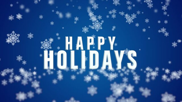 happy holidays and falling snowflakes animation
