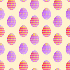This is a seamless pattern of Easter eggs on a light background. Wrapping paper.