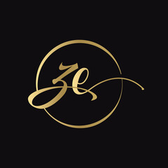 ZE letter Logo Design vector Template. Abstract Script Letter ZE Vector Illustration