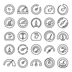 speedometer and gauge icons set vector illustration  line design