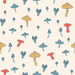 Mushroom childish seamless pattern for kids - for fabric, wrapping, textile, wallpaper, background.