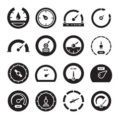 speedometer and gauge icons set vector illustration  