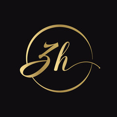 ZH letter Logo Design vector Template. Abstract Script Letter ZH Vector Illustration