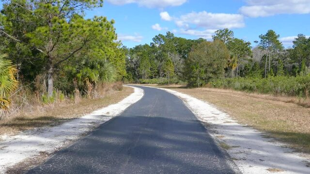 A biking trail in a sunny day in Florida. Taken in Flatwood park in Tampa. Florida	