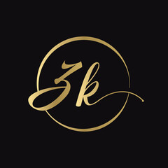 Obraz premium ZK letter Logo Design vector Template. Abstract Script Letter ZK Vector Illustration