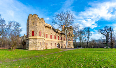 Fototapeta premium Ruins of Janohrad castle in Lednice areal in South Moravia – Czech Republic. Lednice-Valtice areal. UNESCO heritage.