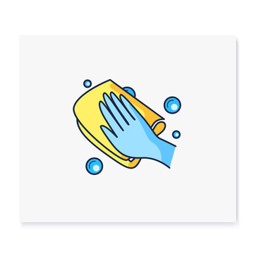 hand cleaning yellow cloth with bubbles clip art preview
