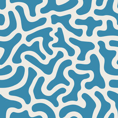 Vector seamless pattern with creative abstract shapes. Drawing trendy endless texture. Blue modern design