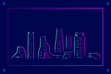 Black night town Line. Pop Art logo. Colorful design with dark background. Abstract vector illustration. Isolated black background for t-shirt