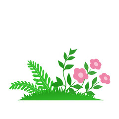 Beautiful plants and flowers on a white background. Template for decoration and design. Vector isolated illustration in flat style.