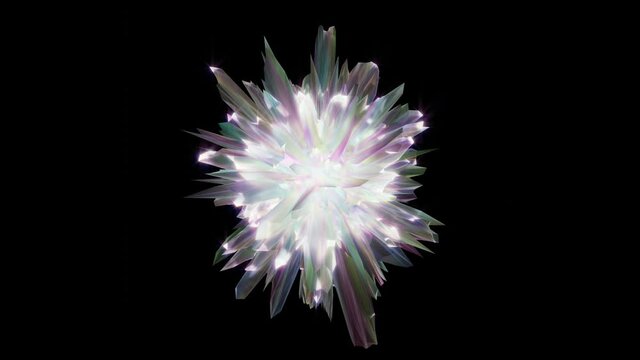 Seamless warping trembling quartz crystals rotating around in 4k UHD animation.