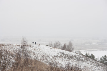 Flooded meadows in winter near the village of Fedyakino