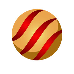 happy merry christmas ball with waves icon