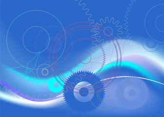 Abstract technical blue background. Gearwheel - 403063465