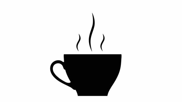 Black coffee cup with steam flat 2D video animation