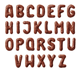 Alphabet letters made of real cookies, isolated on white background, closeup