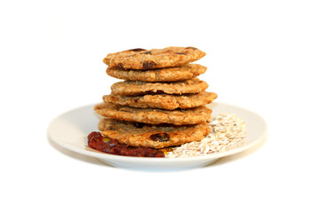 Natural oatmeal bakes with berries baked at home for vegetarians, handmade