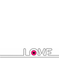 Black lined love text on white background. Vector