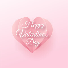 Happy Valentine s card with flying pink paper hearts. Vector