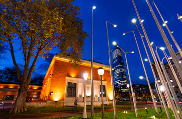 Bilbao Fine Arts Museum at dusk,  Bilbao, Bizkaia, Basque Country, Spain, Europe