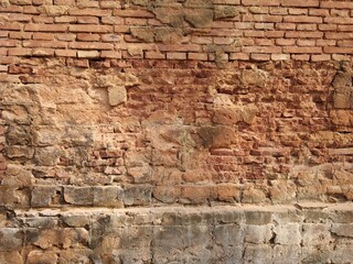 old brick wall at Bhairavi Kali Temple near Bindole, Raiganj, West Bengal India
