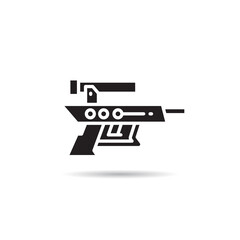 blaster, laser gun, futuristic gun icon on white background