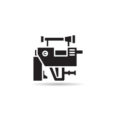 blaster, laser gun, futuristic gun icon on white background