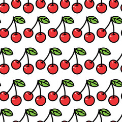 Fototapeta na wymiar Seamless cherry background. Vector illustration. Repeat pattern.