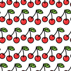 Seamless cherry background. Vector illustration. Repeat pattern.