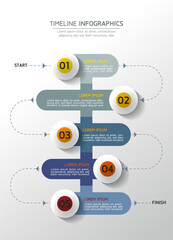Fototapeta premium Vector elements for infographics. presentation and chart. steps or processes. options number workflow template design,5 steps.