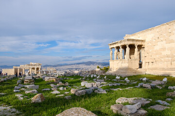 Athens - December 2019: view of Old Temple of Athena