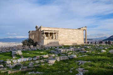 Fototapeta na wymiar Athens - December 2019: view of Old Temple of Athena