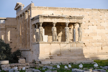 Fototapeta premium Athens - December 2019: view of Old Temple of Athena