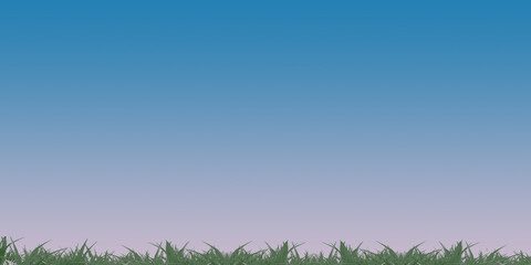 Hintergrund mit grüner Wiese und blauen Himmel