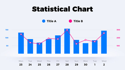 Neumorphic Chart. Vector Infographic graph. 2 options. Presentation diagram template. Neumorphism statistical reports. Clean minimal flat style. 