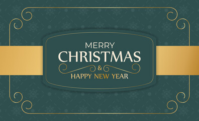 Merry christmas and happy new year green banner. Vector.