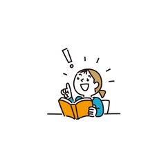 本を読んで何かに気がついた女の子