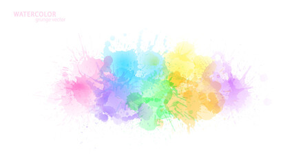 Fototapeta na wymiar Watercolor effect vector stains. Grunge splatter. Paint stains. Ink spots. Colorful splatter. Watercolor drops. Grunge colorful paint overlay.