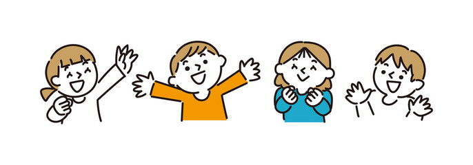 手を上げて楽しむ子どもたち